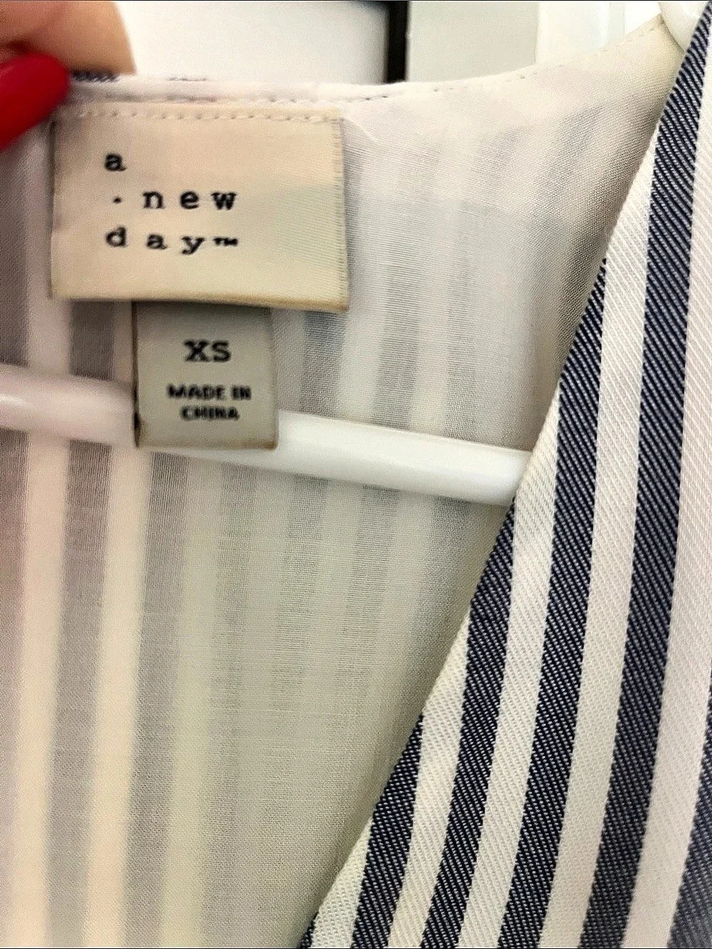 A New Day Striped Wrap-Front Jumpsuit Blue & White XS Like New